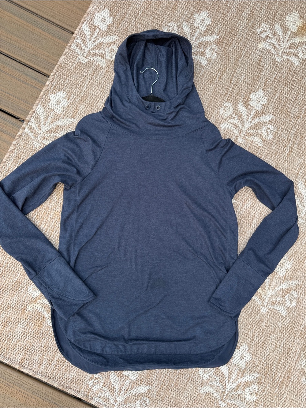 Athleta Navy Hooded Pullover Top